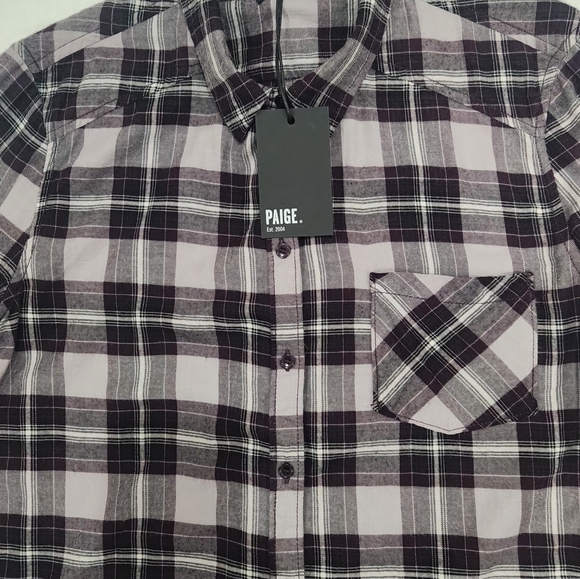 Paige Women Black and Gray Size M  Plaid Shirt - Picture 5 of 7